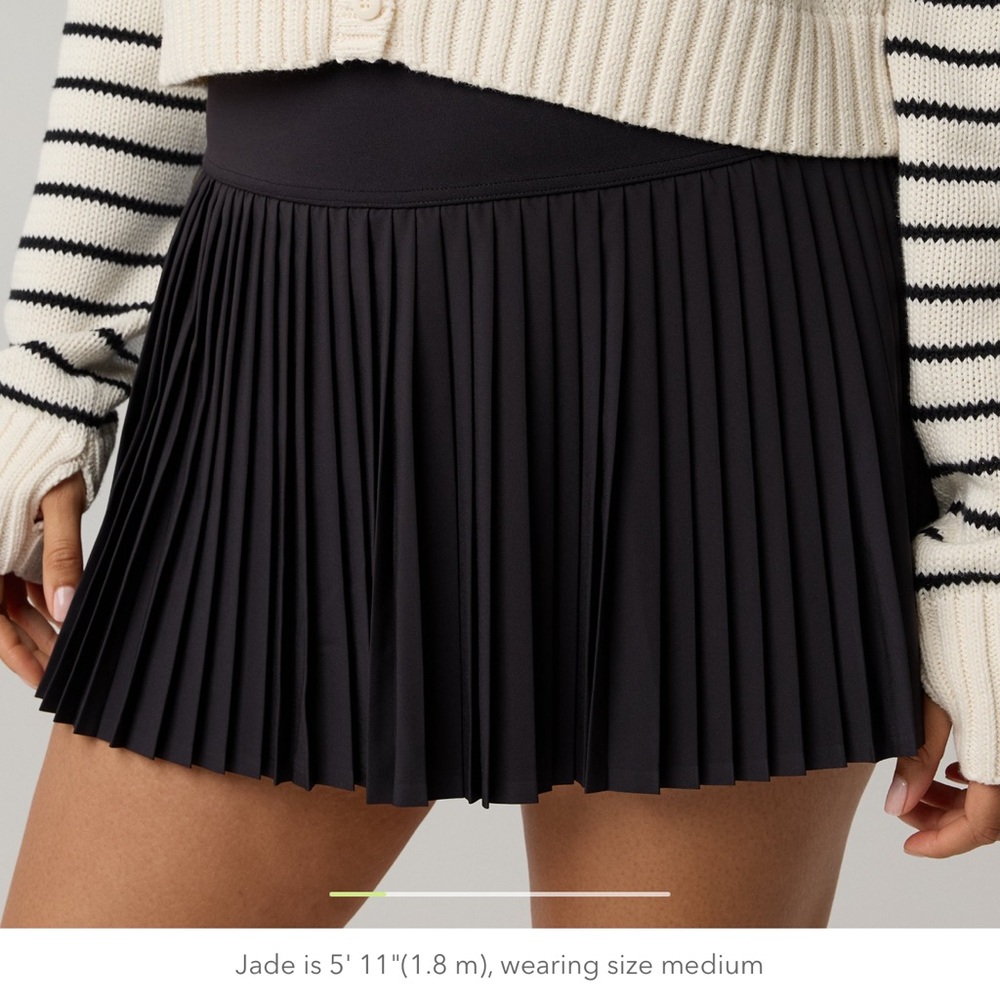 Aerie Pleated Black Tennid Skirt